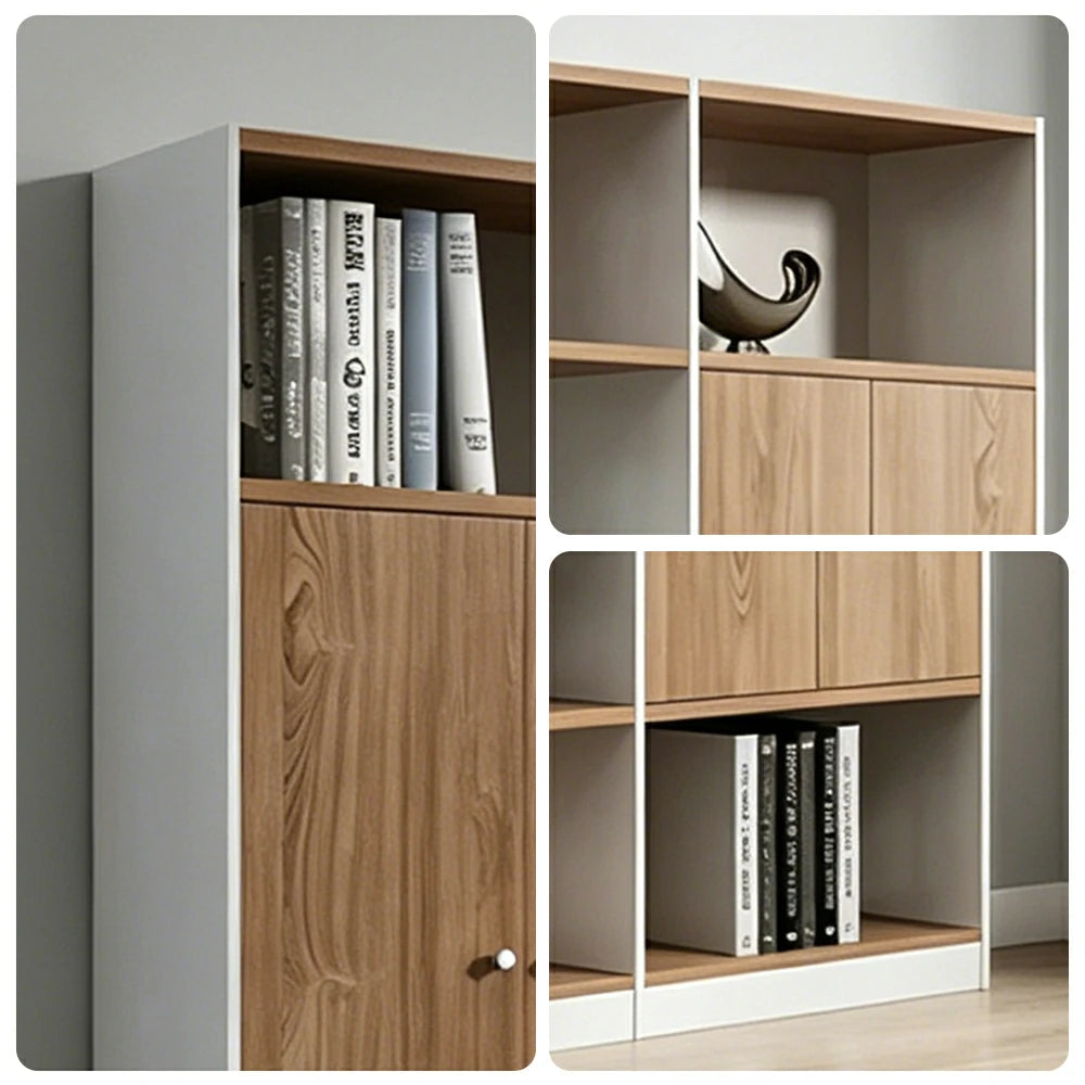 Oak Office Storage Cabinet with Open Shelves for Study Room - Oak