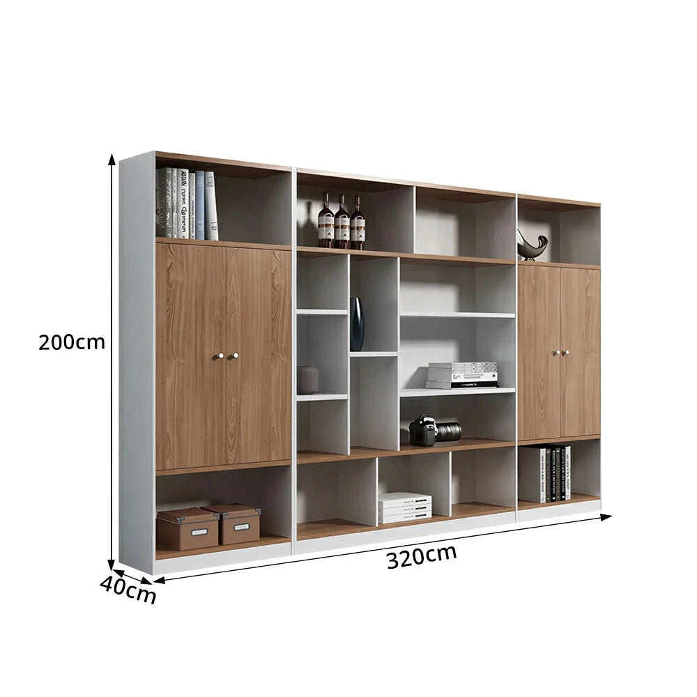 Oak Office Storage Cabinet with Open Shelves for Study Room - Oak