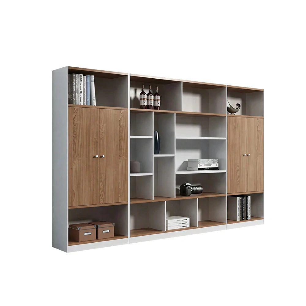 Oak Office Storage Cabinet with Open Shelves for Study Room - Oak
