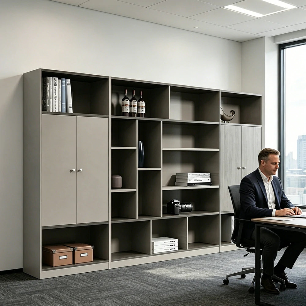 LUXORA Wenge Wood Office Storage Cabinet with Shelves for Study Room - Wenge