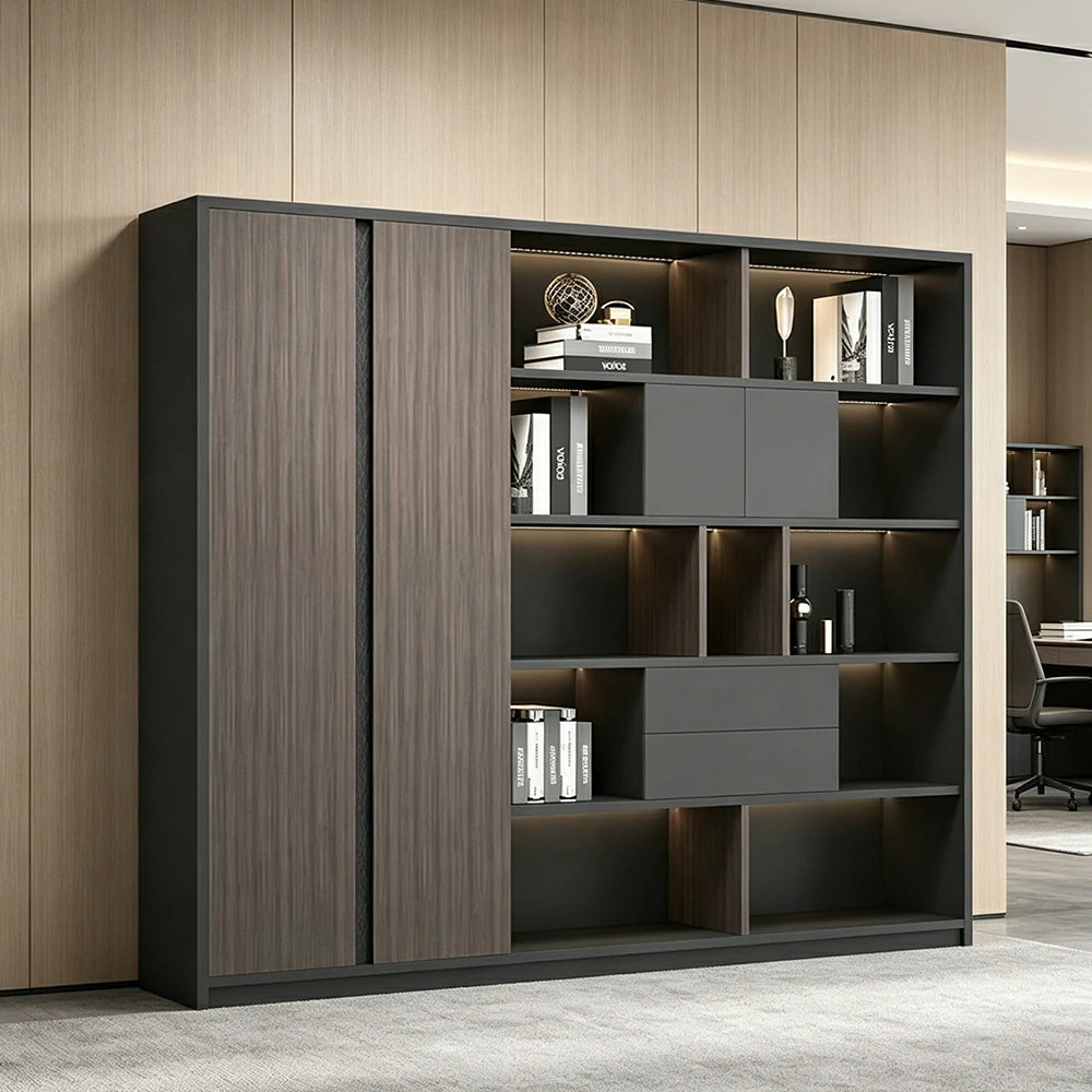 LUXORA 6 Door Steel Filing Cabinet - Lockable Office Storage Cabinet for Documents - Dark Grey