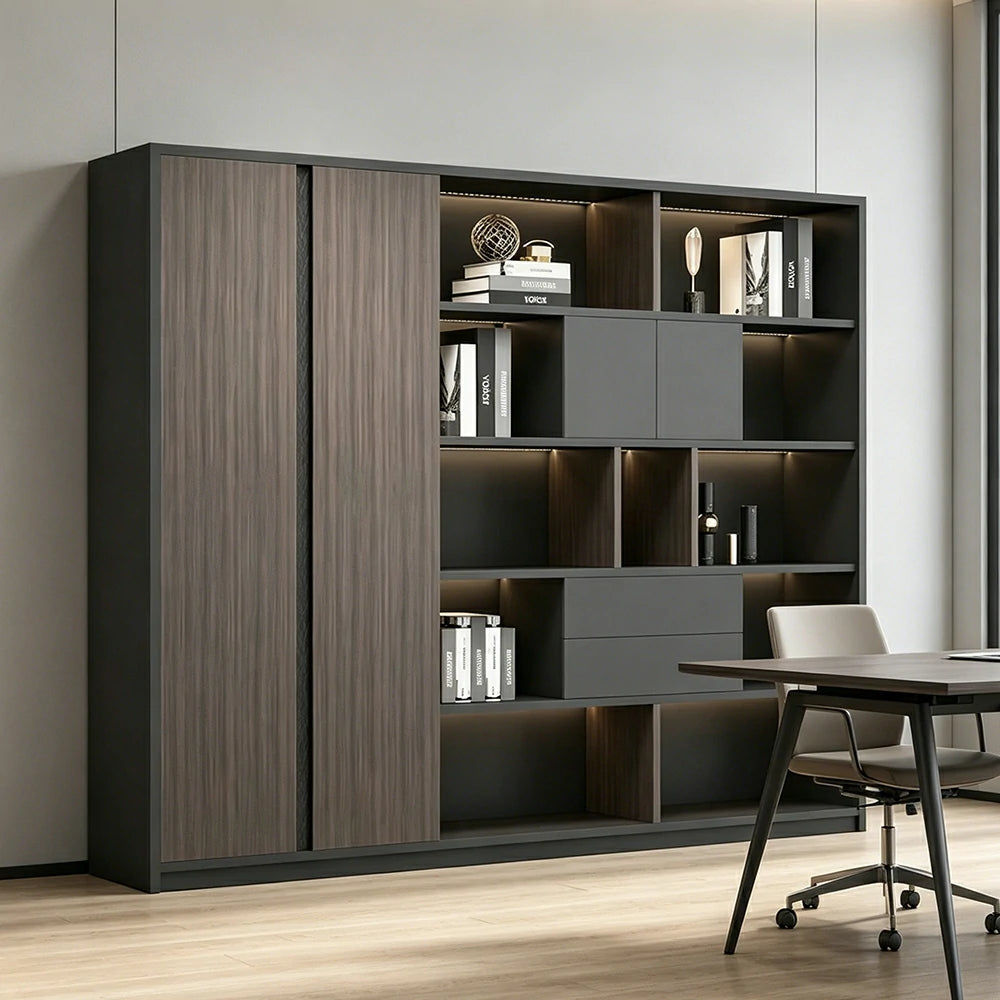 LUXORA 6 Door Steel Filing Cabinet - Lockable Office Storage Cabinet for Documents - Dark Grey