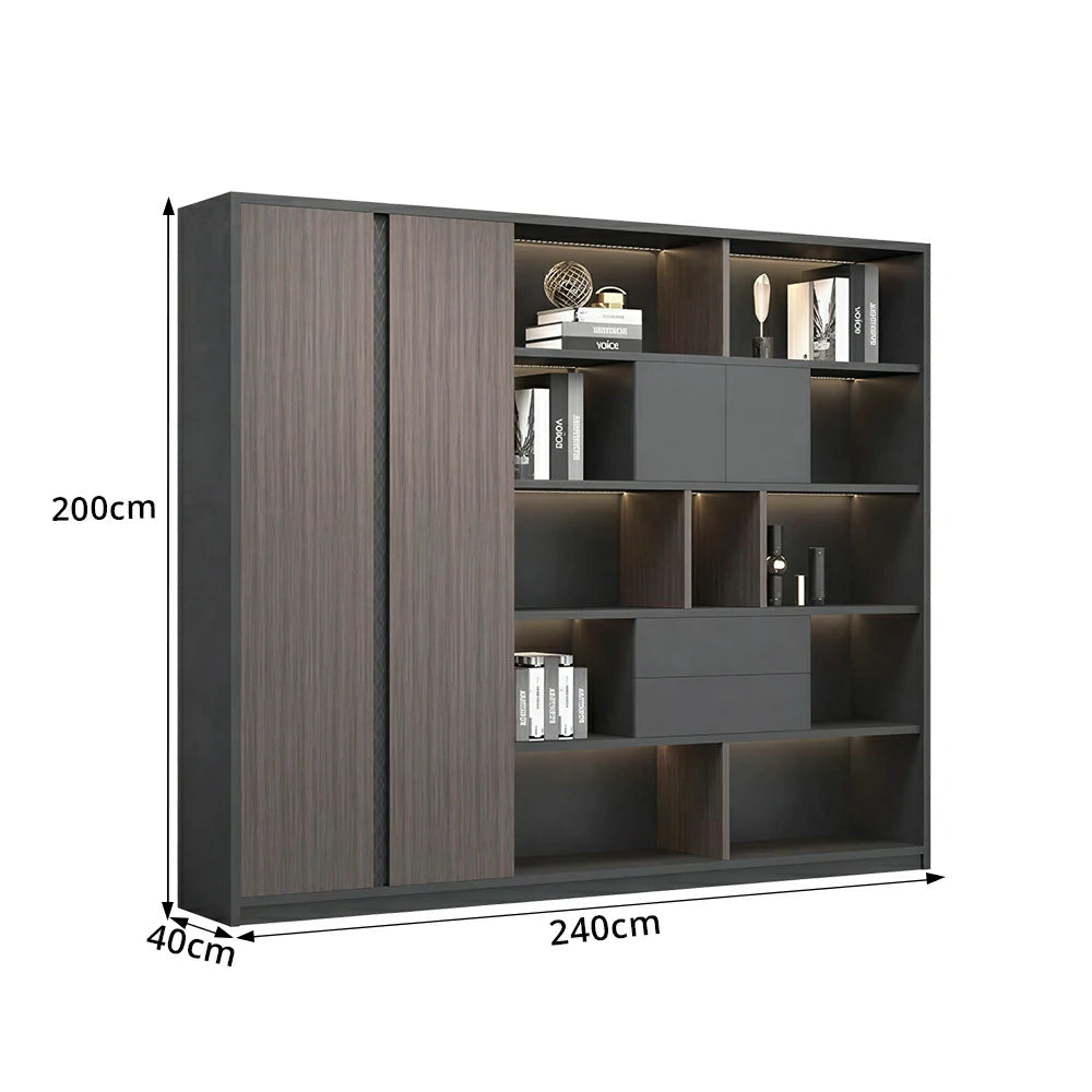 LUXORA 6 Door Steel Filing Cabinet - Lockable Office Storage Cabinet for Documents - Dark Grey