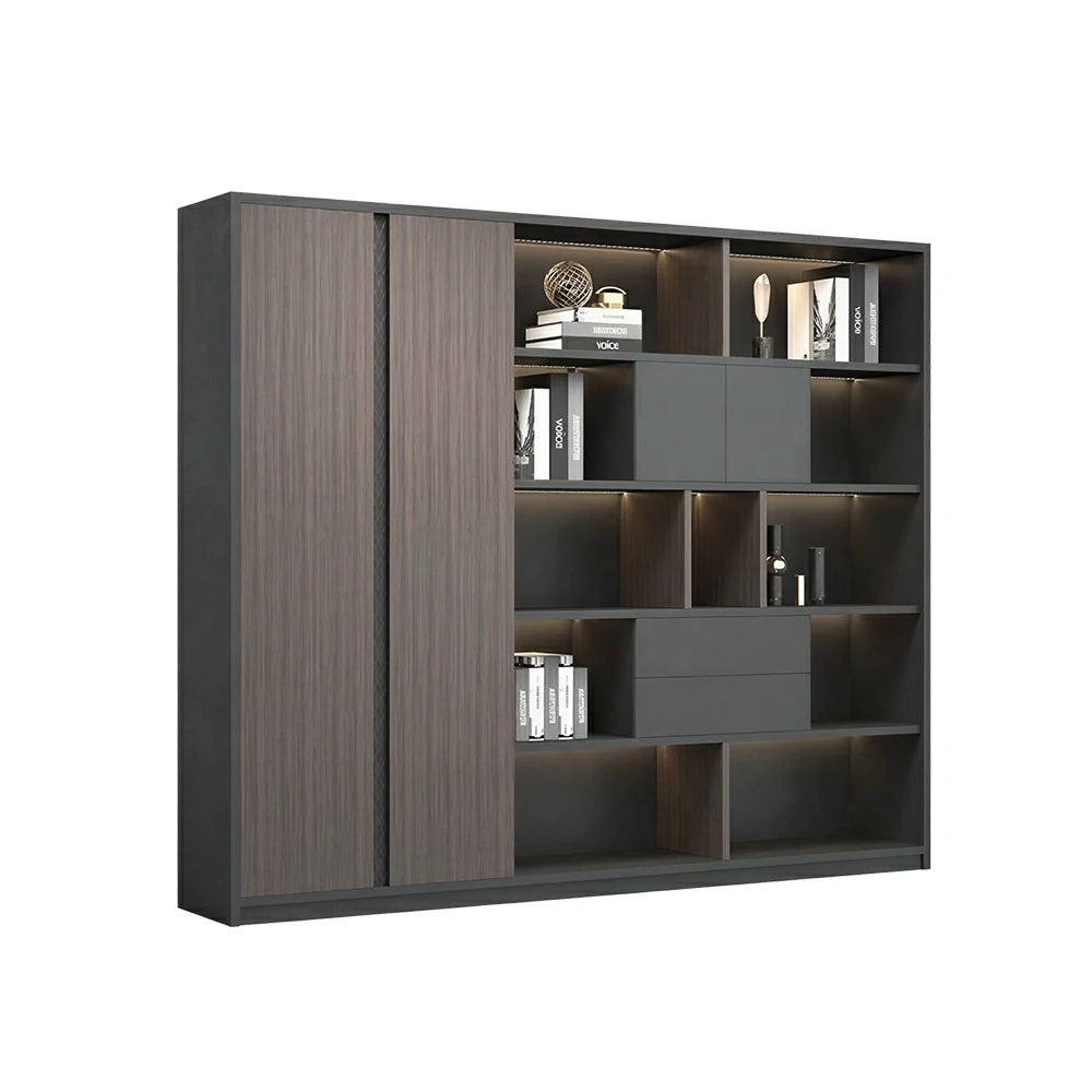 LUXORA 6 Door Steel Filing Cabinet - Lockable Office Storage Cabinet for Documents - Dark Grey