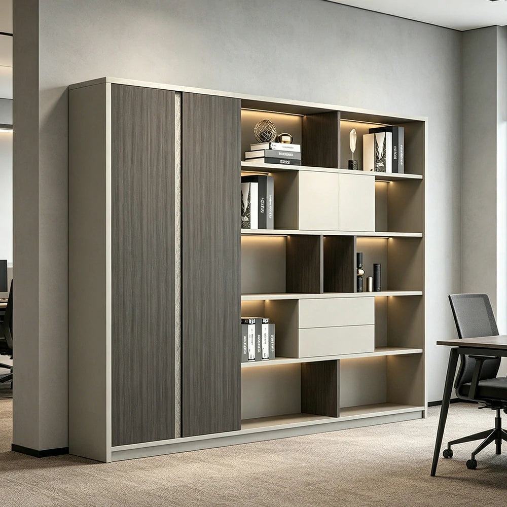 LUXORA 6 Door Steel Filing Cabinet - Lockable Office Storage Cabinet for Documents - Khaki
