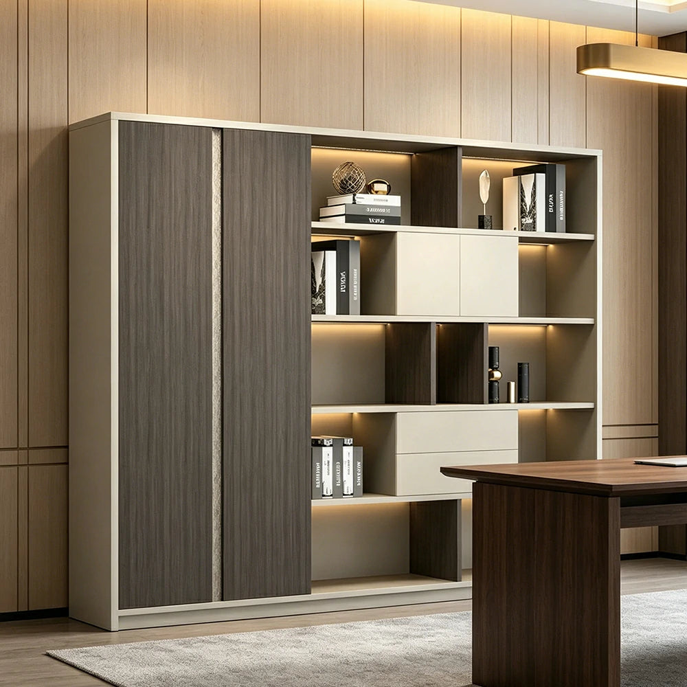 LUXORA 6 Door Steel Filing Cabinet - Lockable Office Storage Cabinet for Documents - Khaki