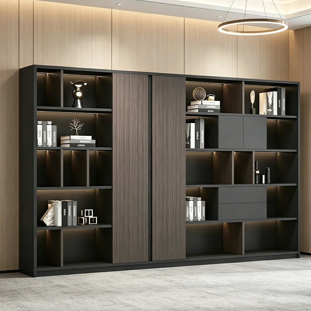 LUXORA 8 Door Steel Filing Cabinet - Lockable Office Storage Cabinet for Documents - Dark Grey