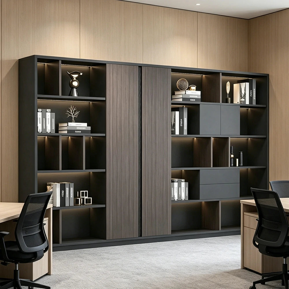 LUXORA 8 Door Steel Filing Cabinet - Lockable Office Storage Cabinet for Documents - Dark Grey