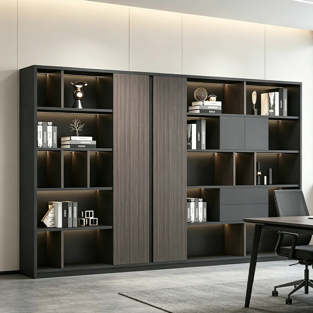 LUXORA 8 Door Steel Filing Cabinet - Lockable Office Storage Cabinet for Documents - Dark Grey