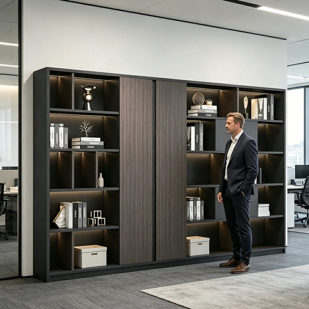 LUXORA 8 Door Steel Filing Cabinet - Lockable Office Storage Cabinet for Documents - Dark Grey