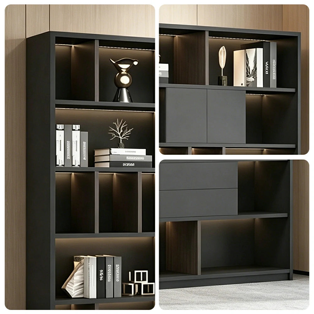 LUXORA 8 Door Steel Filing Cabinet - Lockable Office Storage Cabinet for Documents - Dark Grey