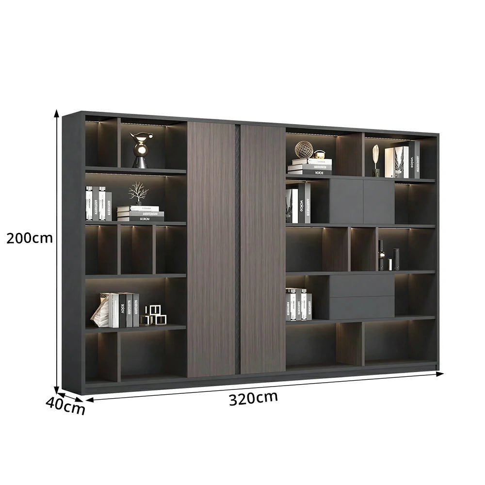 LUXORA 8 Door Steel Filing Cabinet - Lockable Office Storage Cabinet for Documents - Dark Grey