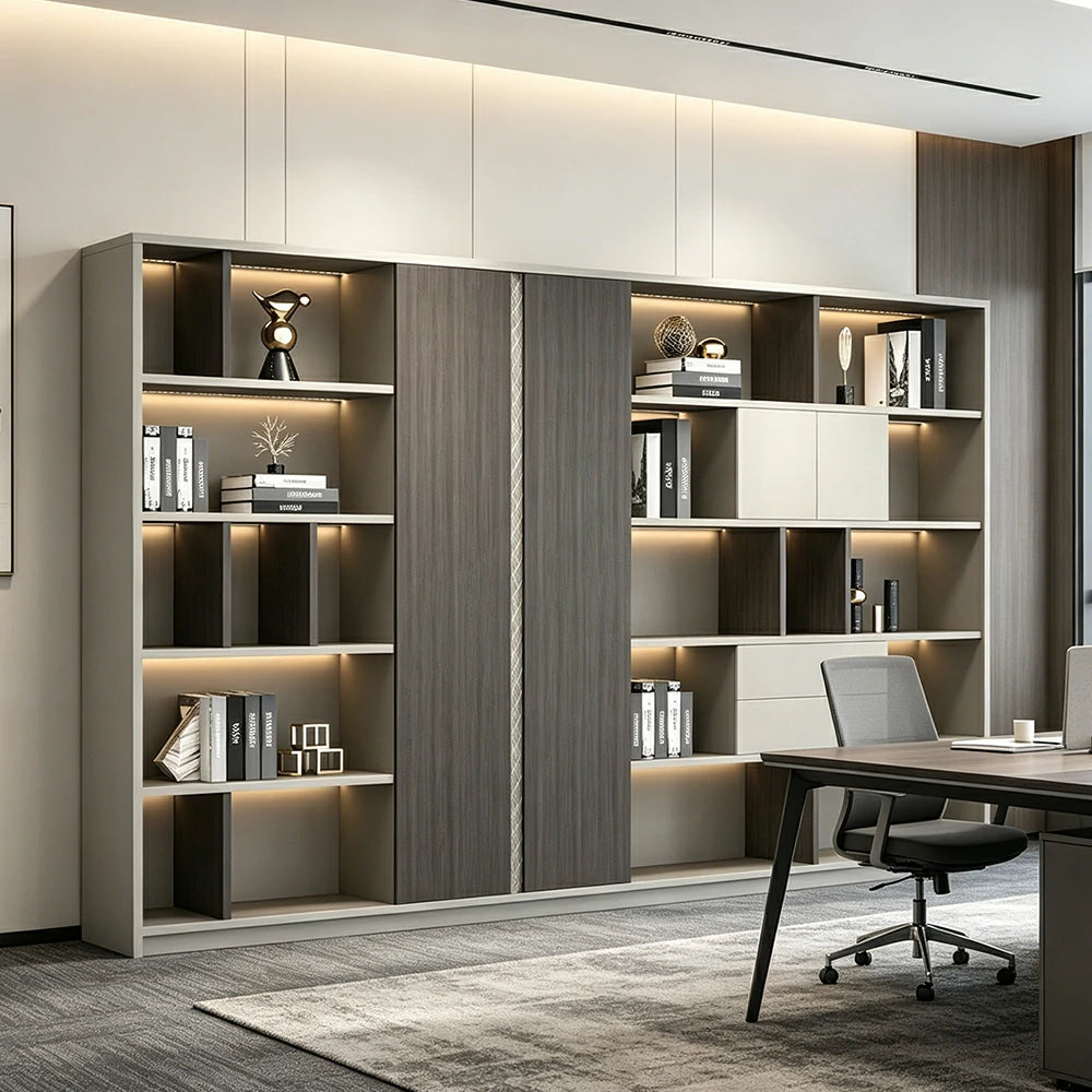 LUXORA 8 Door Steel Filing Cabinet - Lockable Office Storage Cabinet for Documents - Khaki