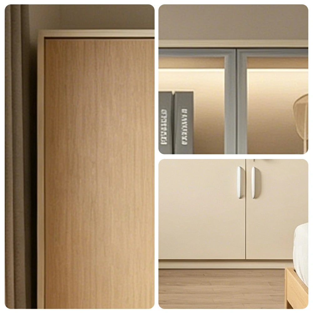 LUXORA 6 Door Left Storage Cabinet Glass Display Cabinet for Office Study Room - Natural Beige