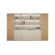 LUXORA 6 Door Left Storage Cabinet Glass Display Cabinet for Office Study Room - Natural Beige