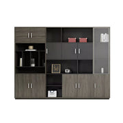 LUXORA Type C 6 Door File Cabinet with Open Shelves Office Storage Bookcase - Grey Oak