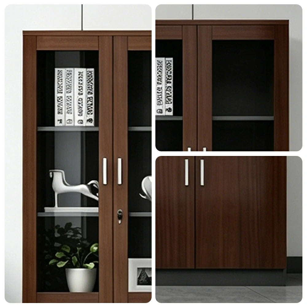 LUXORA Executive Office File Cabinet Wall Storage Display Bookcase for Meeting Room - Walnut