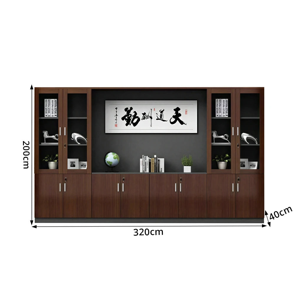 LUXORA Executive Office File Cabinet Wall Storage Display Bookcase for Meeting Room - Walnut