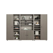 LUXORA Office File Cabinet with Open Display Shelves Large Storage Bookcase - Grey Oak