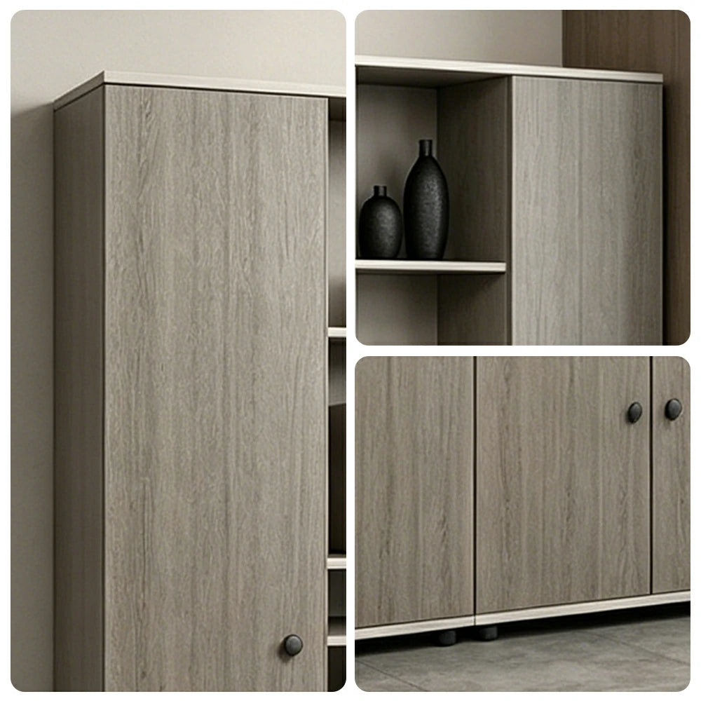LUXORA Large Office File Cabinet with Open Display Shelves Storage Bookcase - Grey Oak