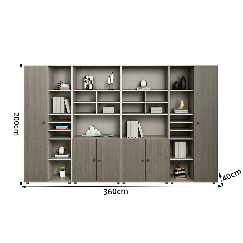 LUXORA Large Office File Cabinet with Open Display Shelves Storage Bookcase - Grey Oak