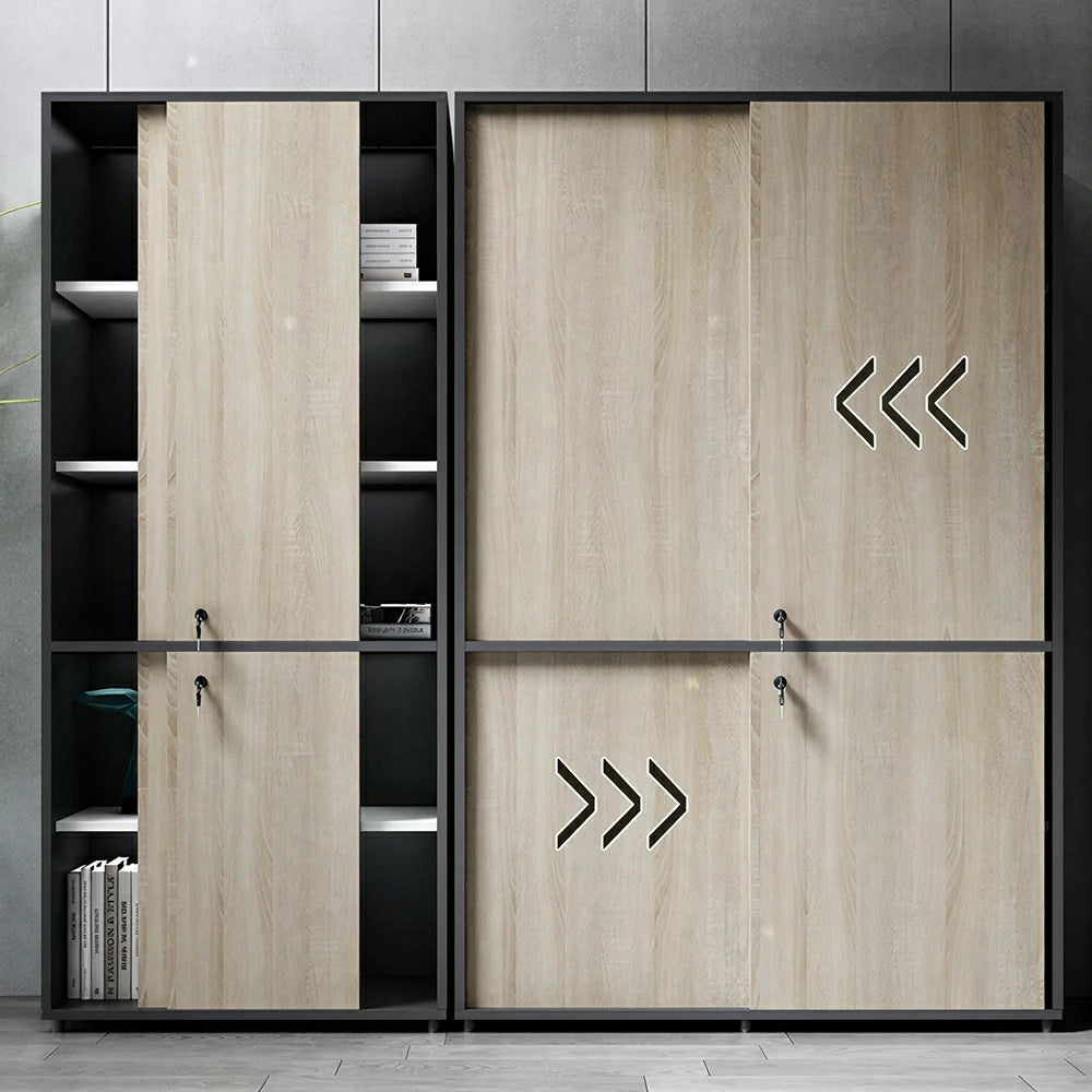 LUXORA Sliding Door File Cabinet Space-Saving Office Storage Cabinet for Home Office - Walnut