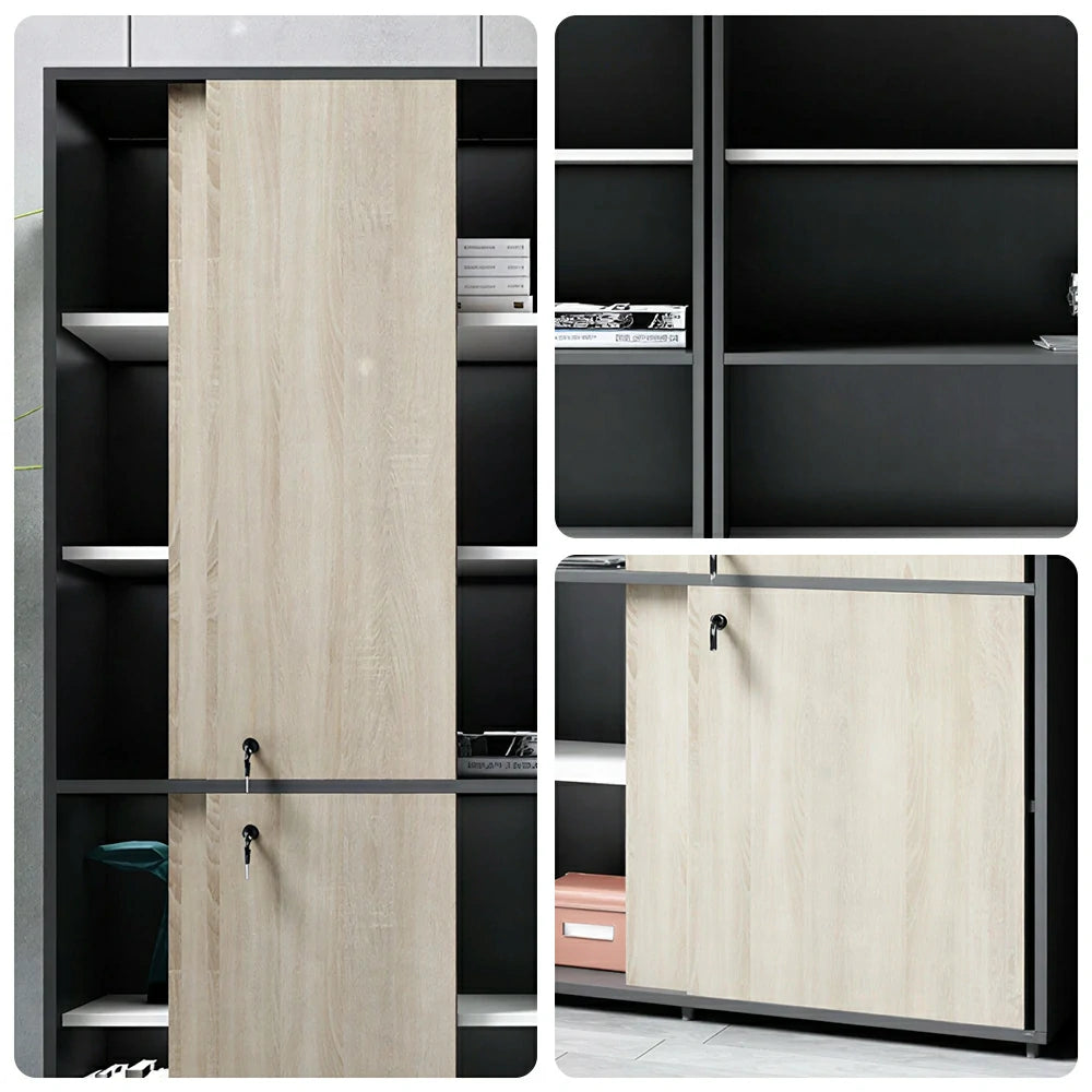 LUXORA Sliding Door File Cabinet Space-Saving Office Storage Cabinet for Home Office - Walnut