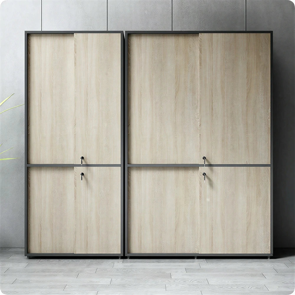 LUXORA Sliding Door File Cabinet Space-Saving Office Storage Cabinet for Home Office - Walnut