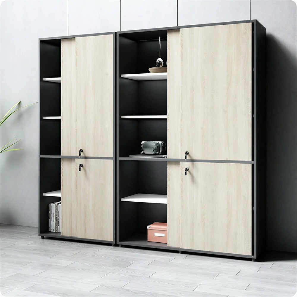 LUXORA Sliding Door File Cabinet Space-Saving Office Storage Cabinet for Home Office - Walnut