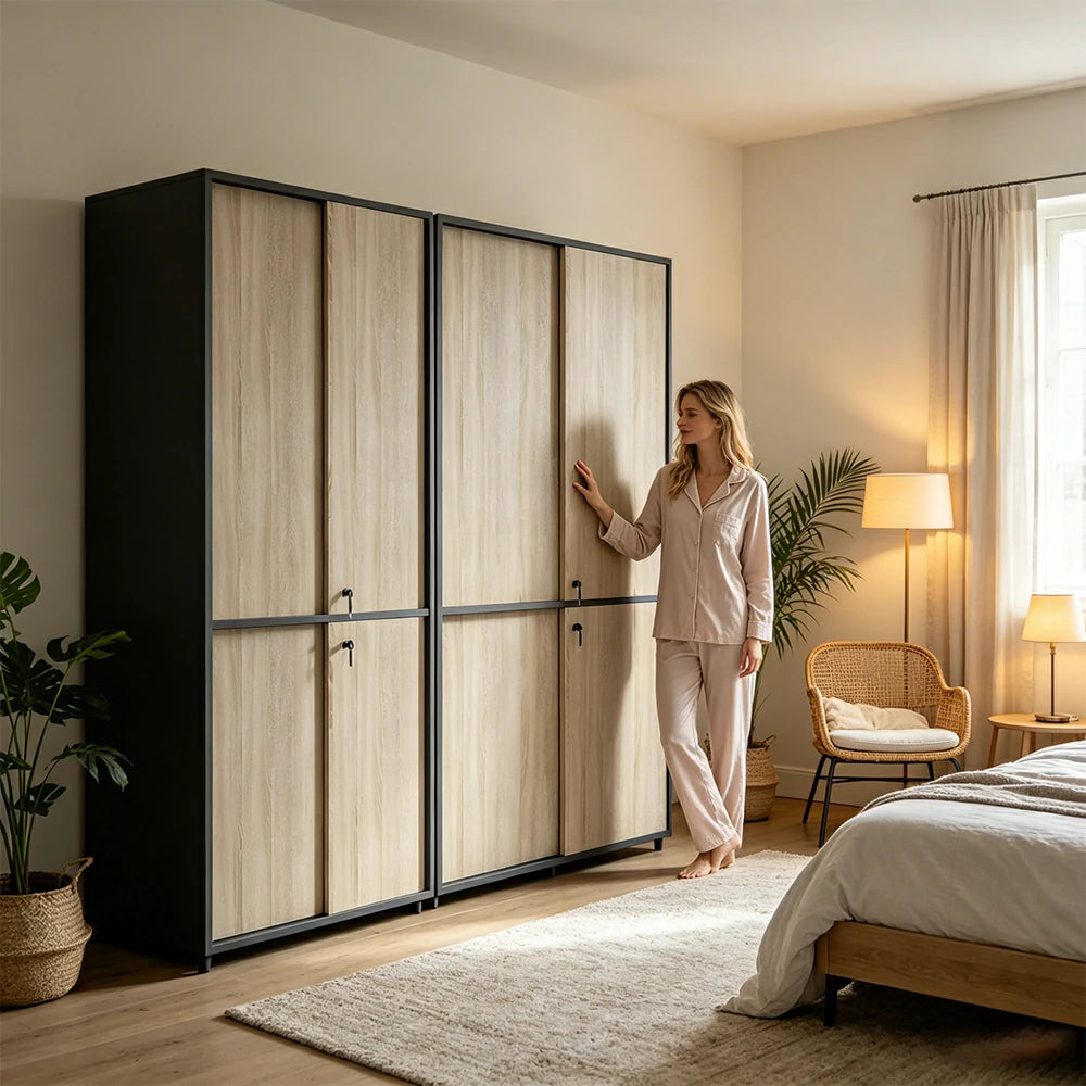 LUXORA Sliding Door File Cabinet Space-Saving Office Storage Cabinet for Home Office - Walnut