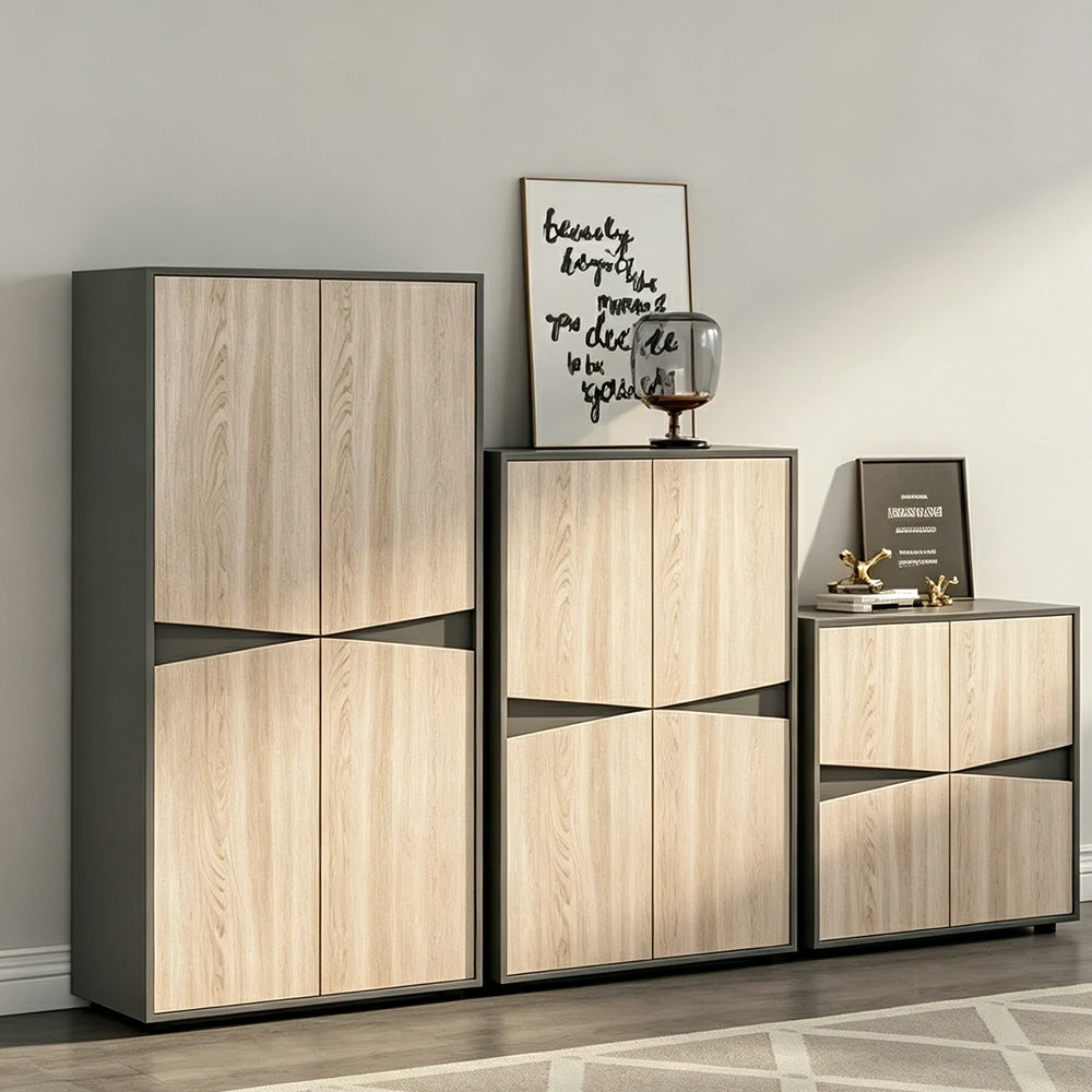 LUXORA Modular Storage Cabinet Set Multi-Size File Cabinet for Office and Living Room - Oak Grey