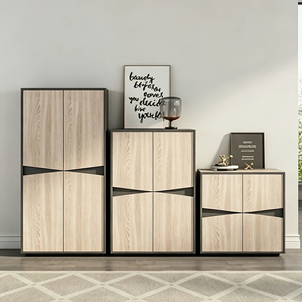 LUXORA Modular Storage Cabinet Set Multi-Size File Cabinet for Office and Living Room - Oak Grey