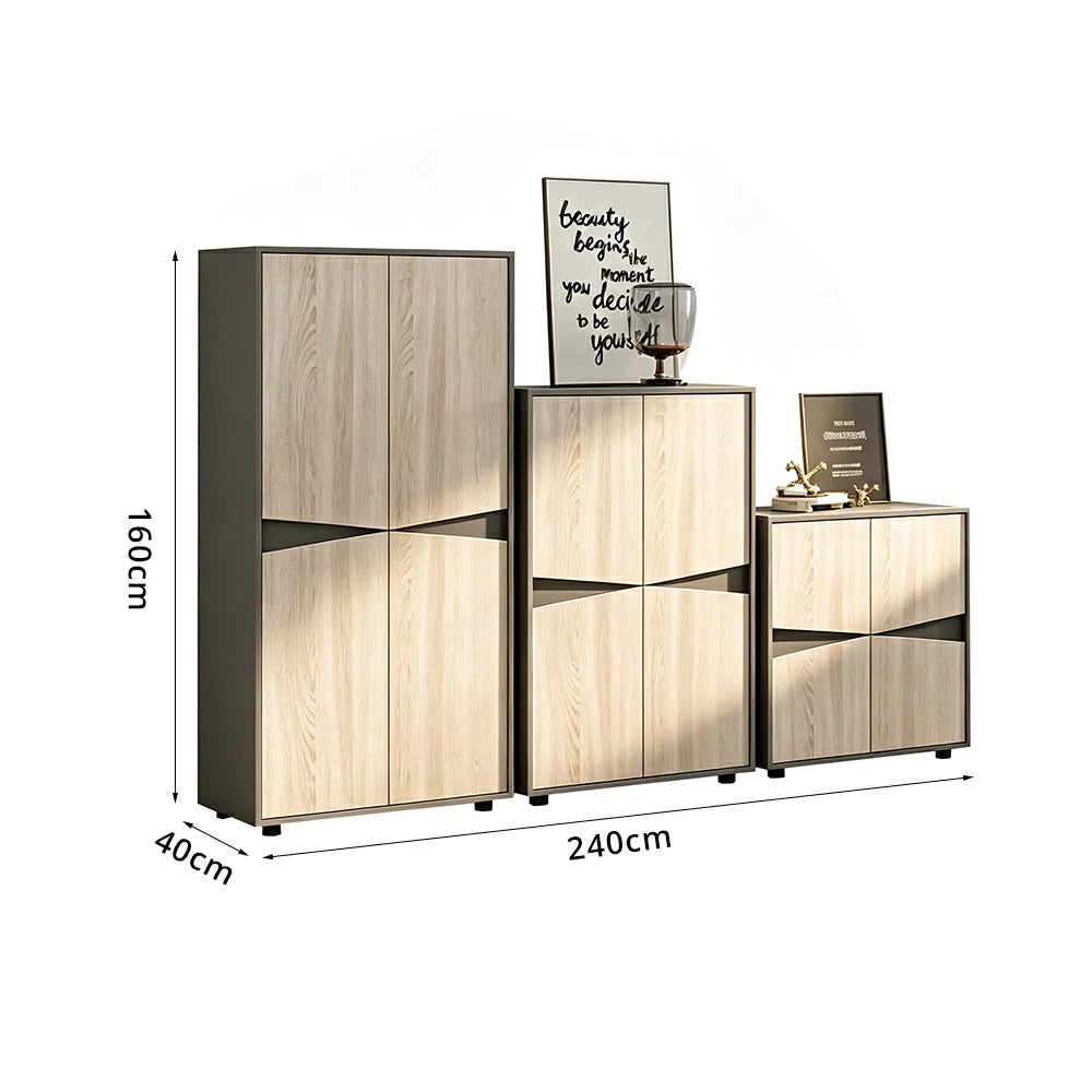LUXORA Modular Storage Cabinet Set Multi-Size File Cabinet for Office and Living Room - Oak Grey