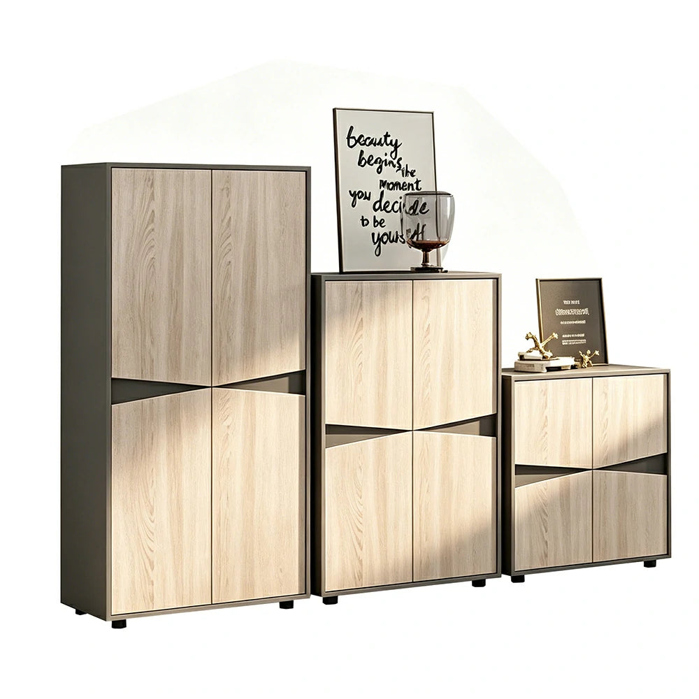 LUXORA Modular Storage Cabinet Set Multi-Size File Cabinet for Office and Living Room - Oak Grey