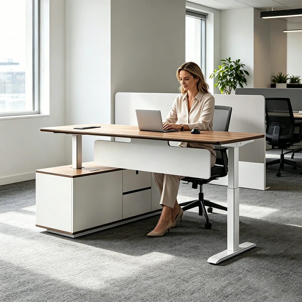LUXORA 1.8m Dual Motor Standing Desk - 720-1200mm Adjustable for Home Office - Light Wood