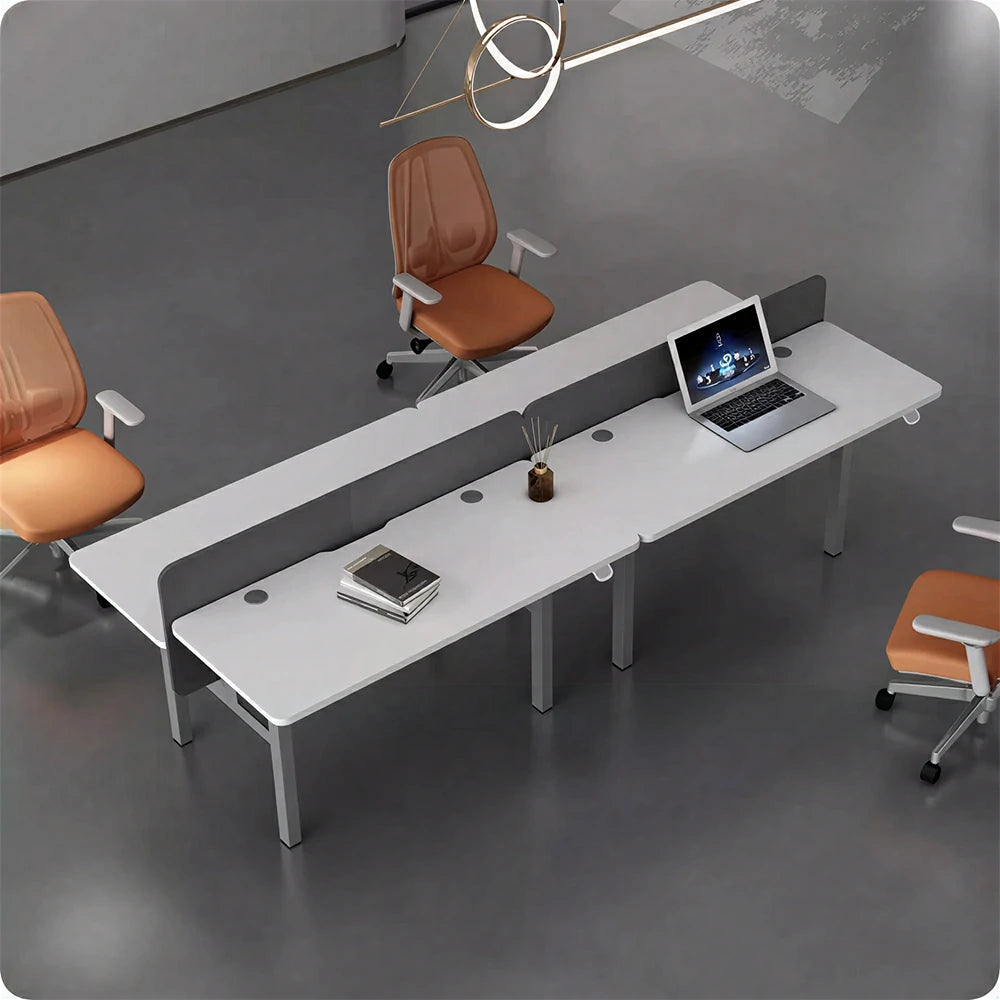 LUXORA 2 Person Study Desk - Privacy Panel Shared Workstation for Office  Room - White & Grey