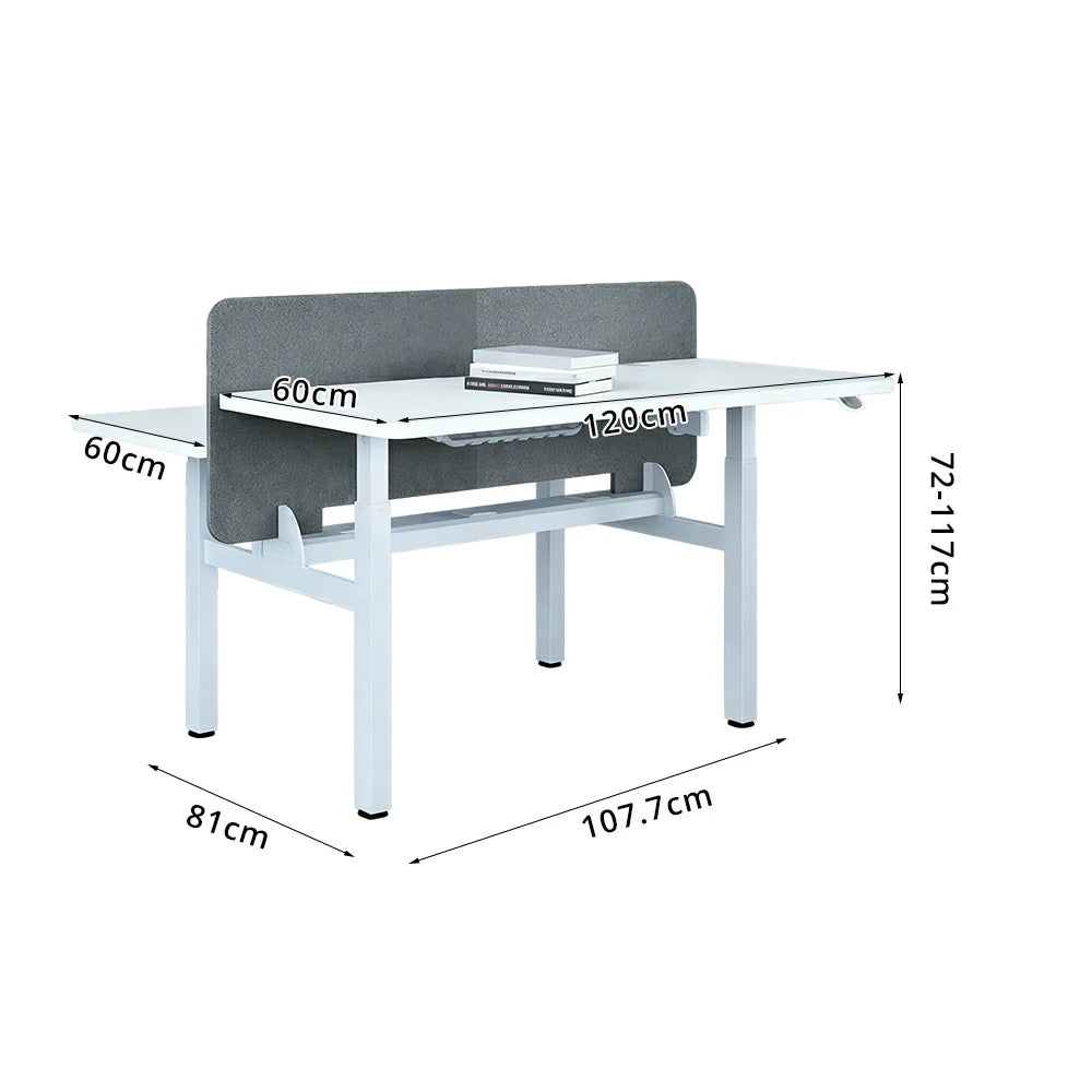 LUXORA 2 Person Study Desk - Privacy Panel Shared Workstation for Office  Room - White & Grey