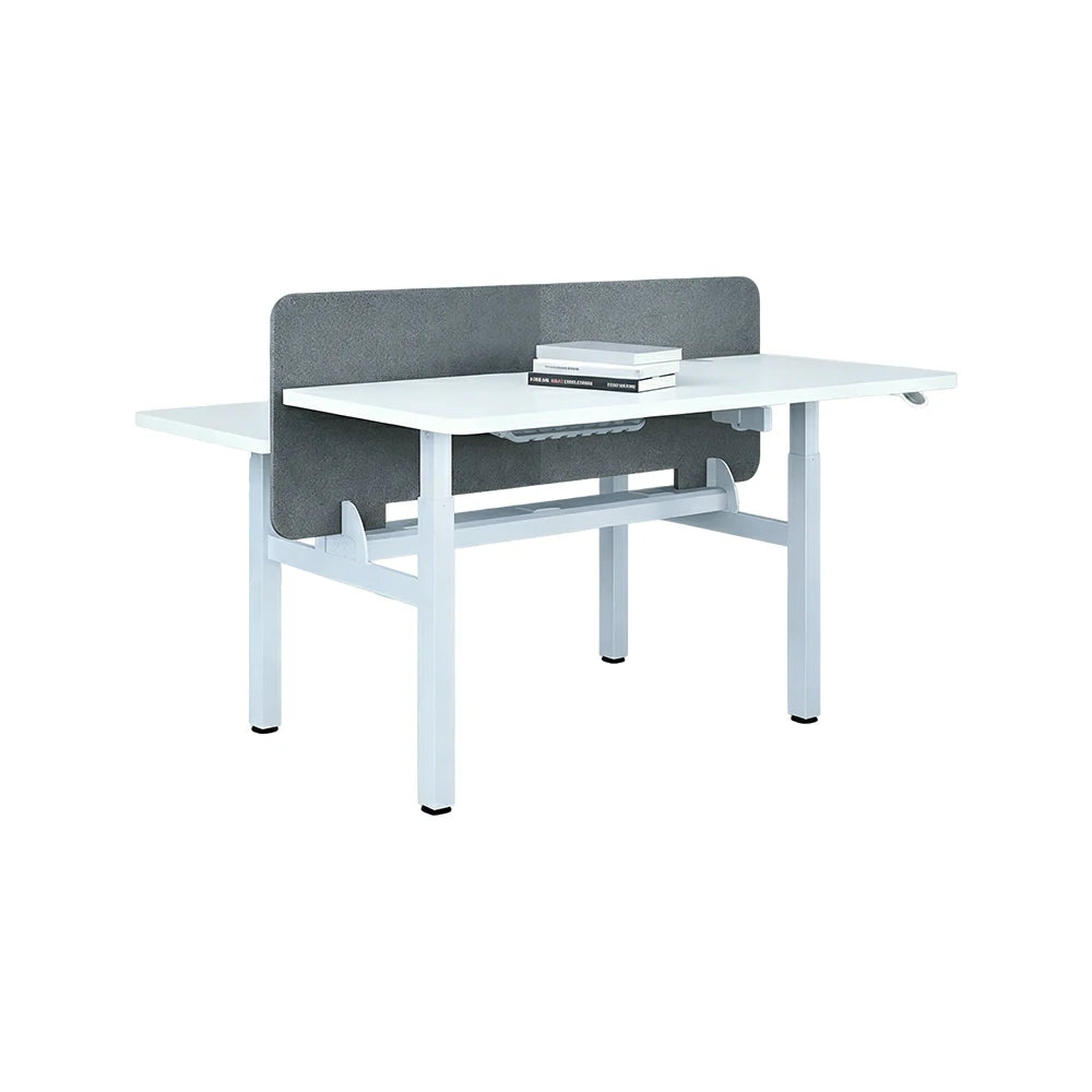 LUXORA 2 Person Study Desk - Privacy Panel Shared Workstation for Office  Room - White & Grey