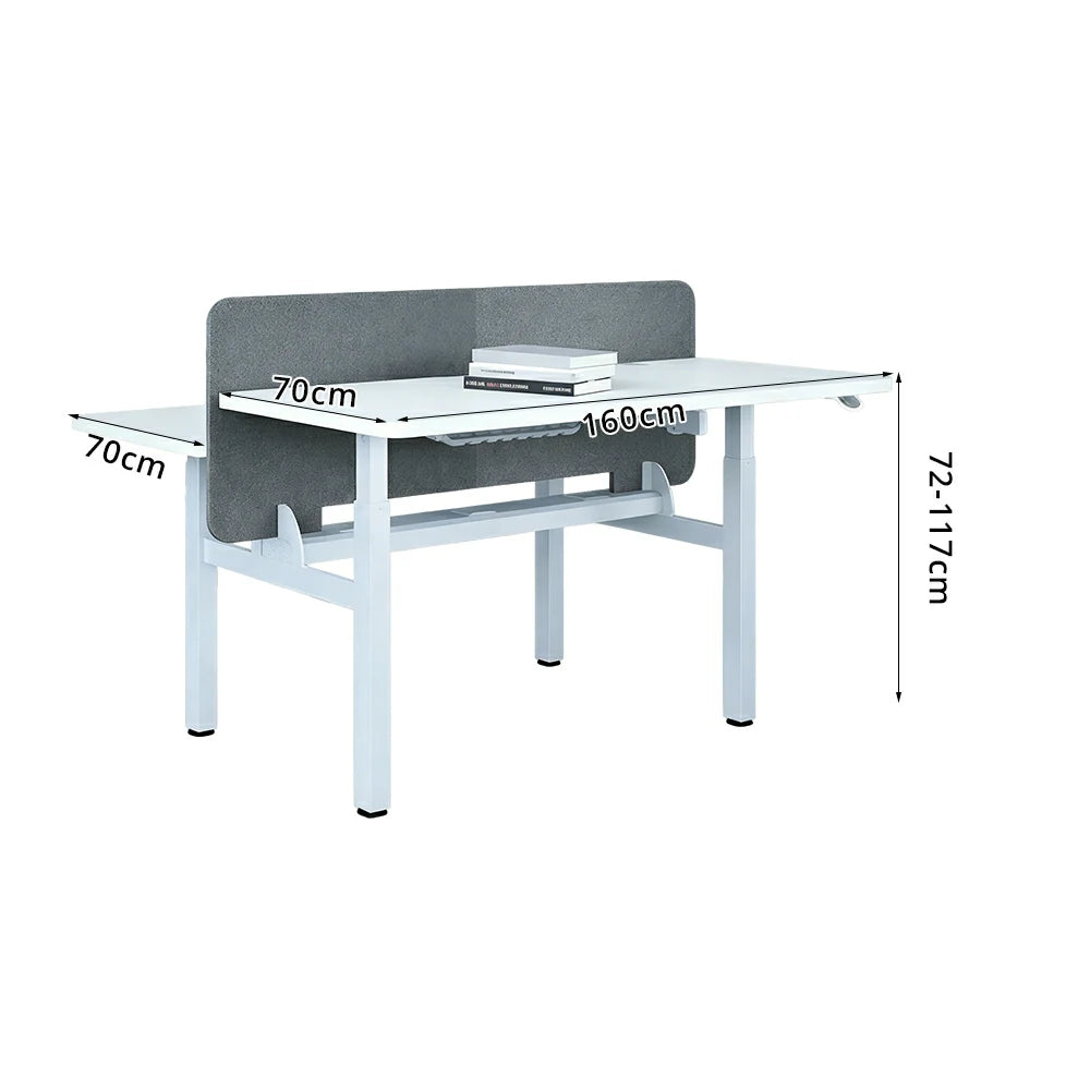 LUXORA 2 Person Study Desk - Privacy Panel Shared Workstation for Office  Room - White & Grey