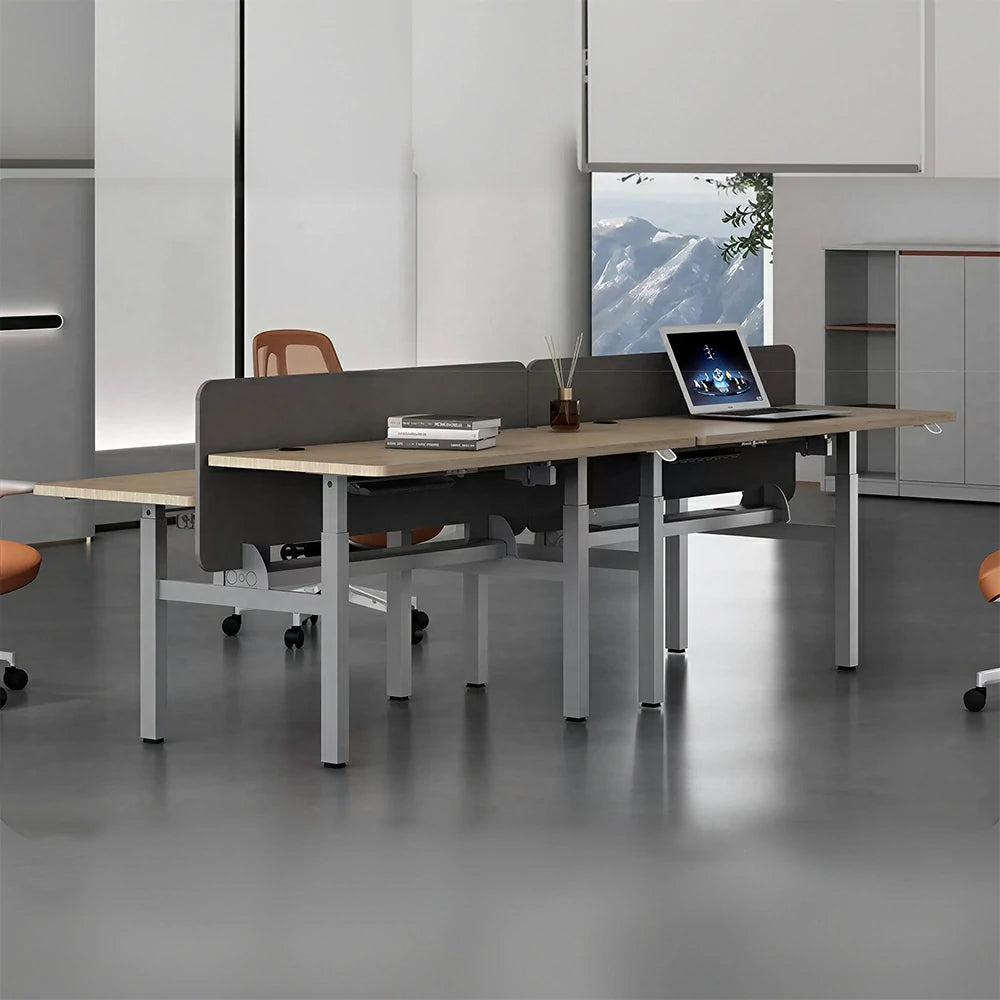 LUXORA 2 Person Study Desk - Privacy Panel Shared Workstation for Office  Room - Wood