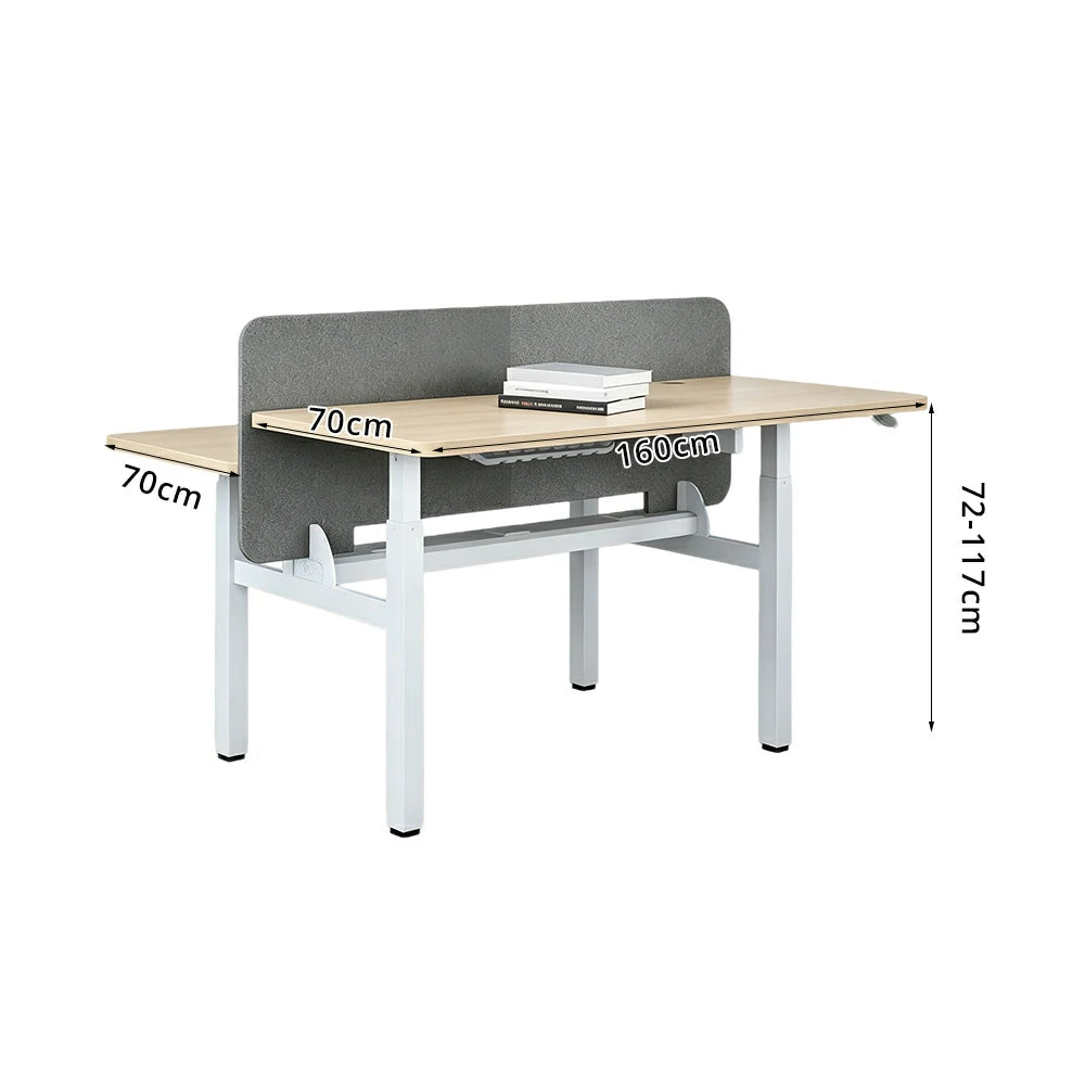LUXORA 2 Person Study Desk - Privacy Panel Shared Workstation for Office  Room - Wood