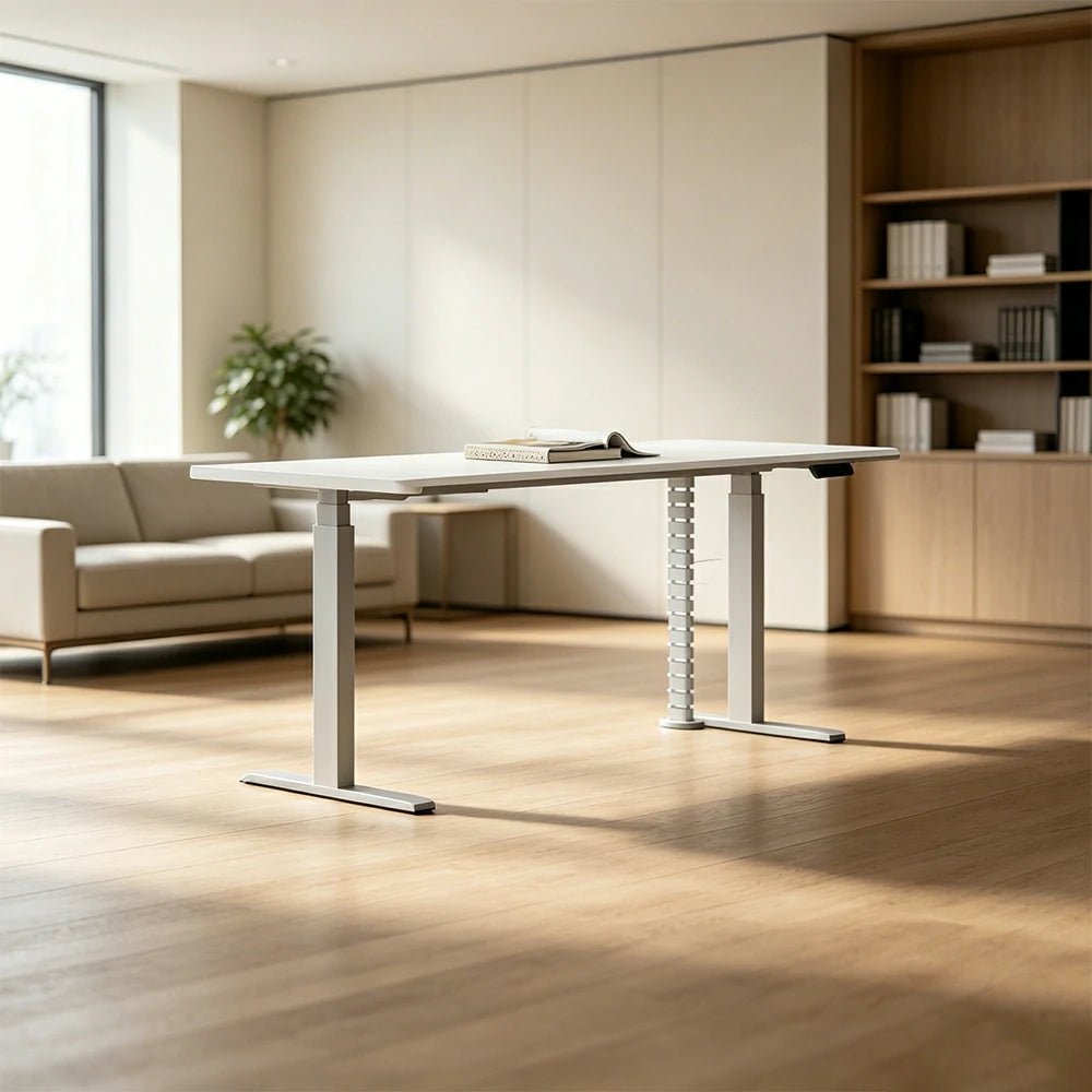 LUXORA 1.4m Electric Standing Desk - Dual Motor Height Adjustable Workstation for Home Office - White