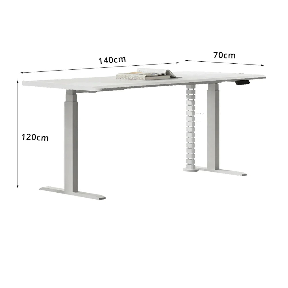LUXORA 1.4m Electric Standing Desk - Dual Motor Height Adjustable Workstation for Home Office - White