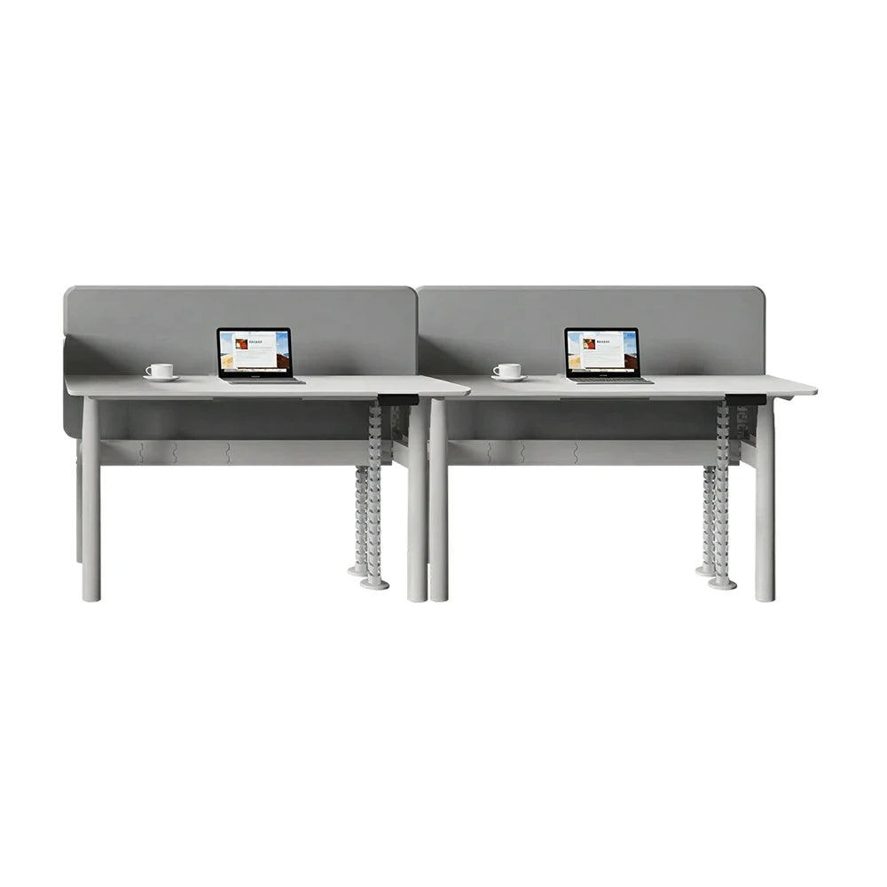 LUXORA 280cm Electric Standing Desk - Privacy Panel Office Workstation for 4 People - White & Grey