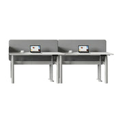 LUXORA 280cm Electric Standing Desk - Privacy Panel Office Workstation for 4 People - White & Grey