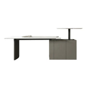 LUXORA 2.4m Executive Height Adjustable Desk - Premium Office Manager Table with Side Cabinet - Grey
