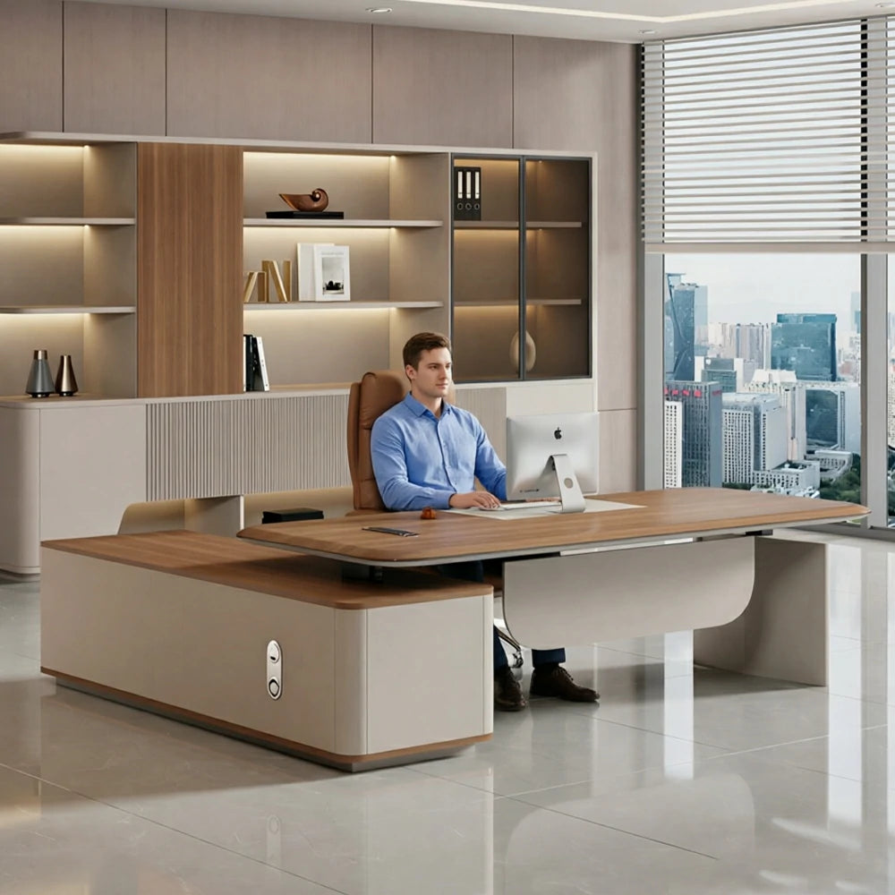 LUXORA 2.0m Dual Motor Executive Desk - Premium Height Adjustable Office Workstation - Walnut