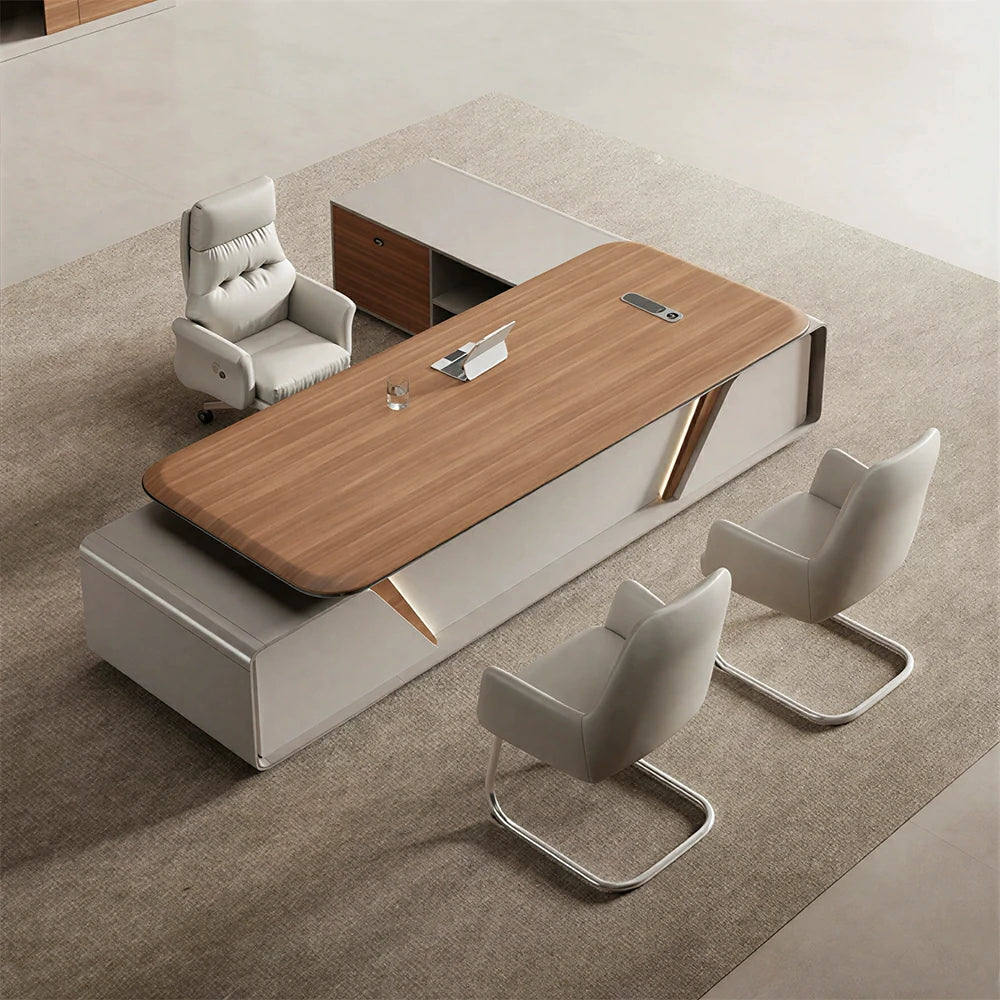 LUXORA 2.0m Flagship Executive Height Adjustable Desk - Premium Office Workstation with Storage - Walnut