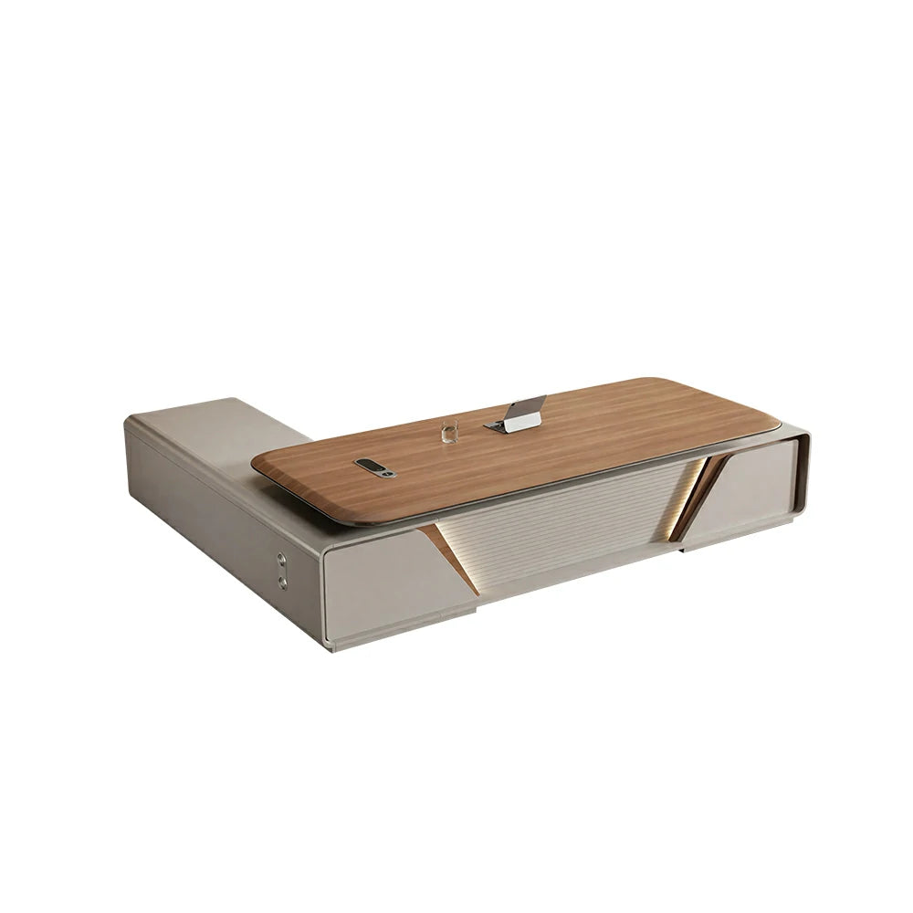 LUXORA 2.0m Flagship Executive Height Adjustable Desk - Premium Office Workstation with Storage - Walnut