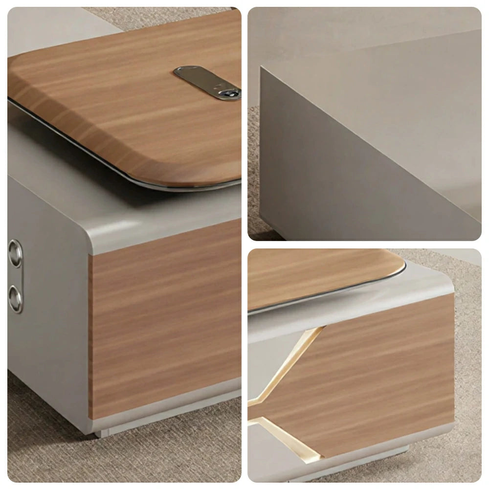 LUXORA 2.0m Standard Executive Office Desk - Premium Manager Workstation with Storage - Walnut